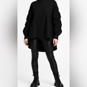 Kosmios Boho Black Flowy Blouse Etherealcore Cottagecore Steampunk‎ Sz M